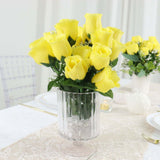 12 Bushes | Yellow Artificial Premium Silk Flower Rose Bud Bouquets