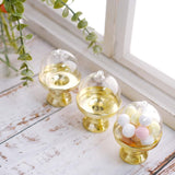 12 Pack | Gold Mini Pedestal Cupcake Stands, Candy Treat Favor Display Plate With Clear Dome Lid - 4Inch