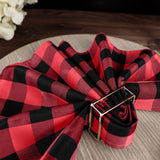 5 Pack | Black/Red Buffalo Plaid Cloth Dinner Napkins, Gingham Style | 15x15Inch