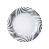 10 Pack | 6inch White / Silver Swirl Rim Disposable Salad Plates, Round Plastic Dessert Plates