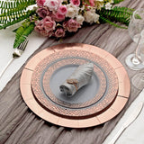 Rose Gold Disposable 13inch Charger Plates, Cardboard Serving Tray, Round with Leathery Texture