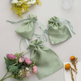 12 Pack | 5x7inch Sage Green Satin Drawstring Wedding Party Favor Gift Bags