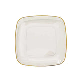 10 Pack | 7inch Clear with Gold Rim Square Plastic Salad Party Plates, Dessert Appetizer Plates#whtbkgd