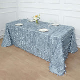 90x156inch Dusty Blue 3D Leaf Petal Taffeta Fabric Rectangle Tablecloth