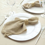 5 Pack | Natural Boho Chic Rustic Faux Burlap Cloth Dinner Napkins - 19inch