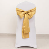 5 Pack Champagne Lamour Satin Chair Sashes, Chair Bows - 6x106inch