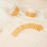 25 Pack | Natural Wood Grain and Lace Print Boho Cupcake Wrappers