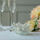 Clear 4.5inch Crystal Glass Lotus Flower Votive Candle Holders, Tealight Taper Candle Stands