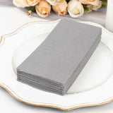 20 Pack | Silver Soft Linen-Feel Airlaid Paper Dinner Napkins