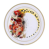 10 Pack | 8inch Très Chic Gold Rim White Disposable Salad Plates, Plastic Dessert Appetizer Plates