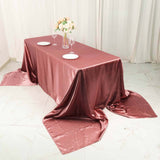 90x156inch Cinnamon Rose Satin Rectangular Tablecloth