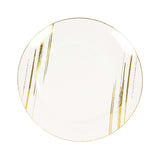 10 Pack | White & Gold Brush Stroked 10inch Round Plastic Dinner Plates#whtbkgd