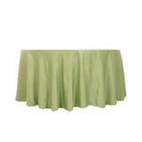 120 Sage Green Seamless Lamour Satin Round Tablecloth for 5 Foot Table With Floor-Length