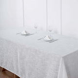 90x156 inch White Rectangular Tablecloth, Linen Table Cloth With Slubby Textured, Wrinkle Resistant