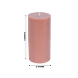 12-Pack 3x6 Unscented Dripless Pillar Candles – Dusty Rose Long-Burning Paraffin Wax