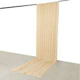 Beige 4-Way Stretch Spandex Photography Backdrop Curtain with Rod Pockets, Drapery Panel