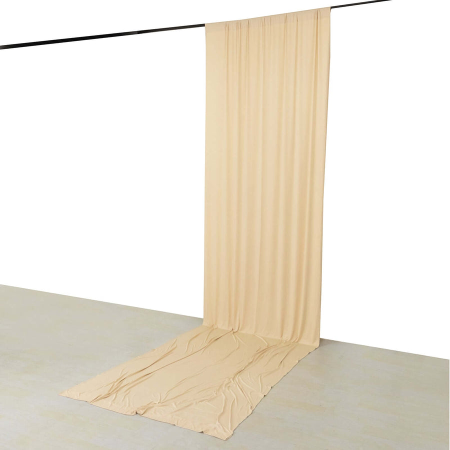 Beige 4-Way Stretch Spandex Photography Backdrop Curtain with Rod Pockets, Drapery Panel