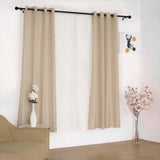 2 Pack | Handmade Beige Faux Linen Curtains 52x84inch Curtain Panels With Chrome Grommets