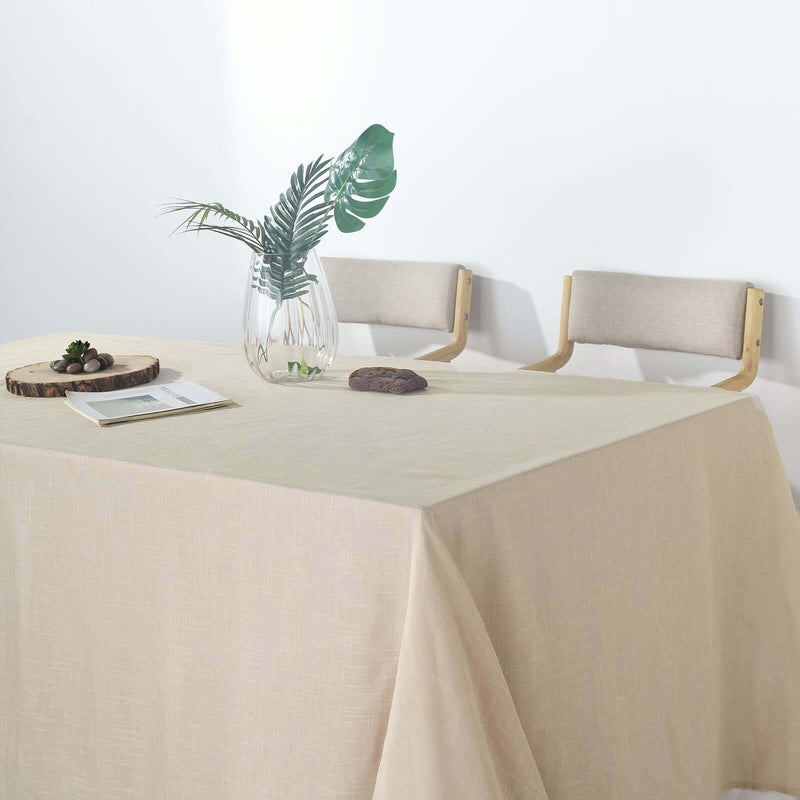 Beige Faux Linen Tablecloth