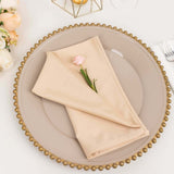 5 Pack Beige Premium Scuba Cloth Napkins, Wrinkle-Free Reusable Dinner Napkins - 20inch