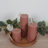 12-Pack 3x4inch Unscented Dripless Pillar Candles – Dusty Rose Long-Burning Wax Candles Cotton Wicks
