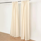 2 Pack Beige Polyester Event Curtain Drapes, 10ftx8ft Backdrop Event Panels With Rod Pockets 130 GSM