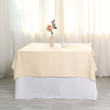 54"x54" Beige Square Polyester Table Overlay