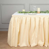 21ft Beige Pleated Polyester Table Skirt, Banquet Folding Table Skirt