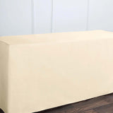 6FT Beige Fitted Polyester Rectangular Table Cover