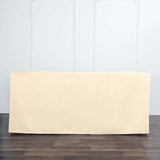 6FT Beige Fitted Polyester Rectangular Table Cover