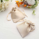 12 Pack | 4x6inch Beige Satin Drawstring Wedding Party Favor Gift Bags