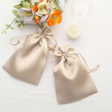 12 Pack | 6inch x 9inch Beige Satin Drawstring Wedding Party Favor Gift Bags