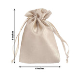 12 Pack | 6inch x 9inch Beige Satin Drawstring Wedding Party Favor Gift Bags