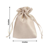 12 Pack | 4x6inch Beige Satin Drawstring Wedding Party Favor Gift Bags