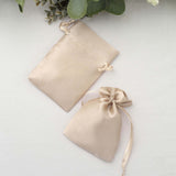 12 Pack | 4x6inch Beige Satin Drawstring Wedding Party Favor Gift Bags