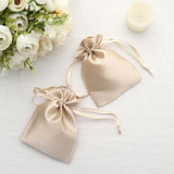 12 Pack | 4x6inch Beige Satin Drawstring Wedding Party Favor Gift Bags