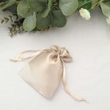 12 Pack | 4x6inch Beige Satin Drawstring Wedding Party Favor Gift Bags