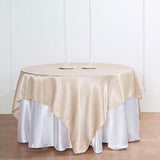 90"x90" Beige Satin Square Table Overlay