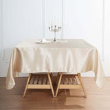 60x60 Beige Seamless Square Satin Tablecloth Overlay