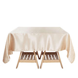 60x60 Beige Seamless Square Satin Tablecloth Overlay