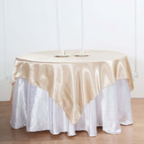 60x60 Beige Seamless Square Satin Tablecloth Overlay