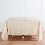 90"x90" Beige Satin Square Table Overlay