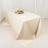 90x132inch Beige Premium Scuba Wrinkle Free Rectangular Tablecloth Seamless Polyester Tablecloth