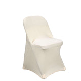 Beige Spandex Stretch Fitted Folding Slip On Chair Cover - 160 GSM