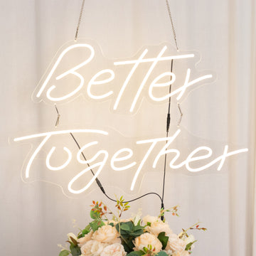 32" Better Together LED Neon Light Sign for Party or Home Wall Decor, Warm White Reusable Hanging Light With 5ft Chain