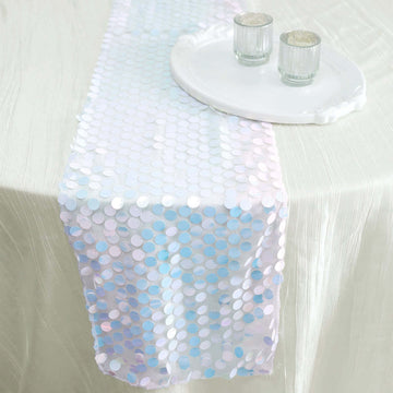 Big Payette Sequin 13"x108" Table Runner Iridescent Blue - Dazzling Design