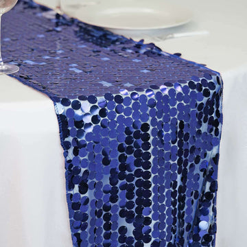 Big Payette Sequin 13"x108" Table Runner Navy Blue - Dazzling Design