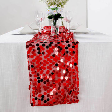 Big Payette Sequin 13"x108" Table Runner Red - Dazzling Design