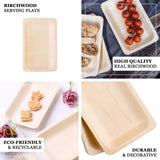 25 Pack | 5x8inches Eco Friendly Birchwood Wooden Dessert Serving Plates