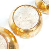 4inch Gold Foiled Crackle Glass Bud Vase Table Centerpiece, Bubble Bowl Round Flower Vase